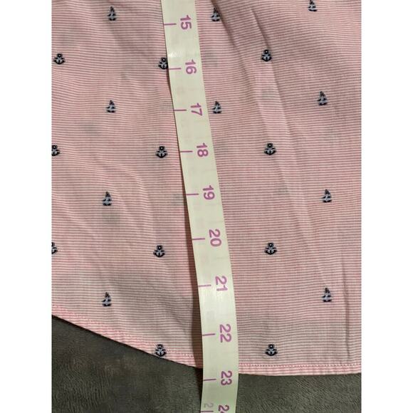 Talbots SZ Small Petite Pink Long Sleeve‎ Button Up Dress Shirt Striped Nautical - Picture 6 of 8